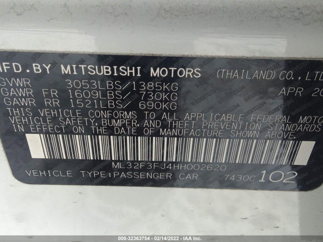 ML32F3FJ4HH002620 Mitsubishi Mirage G4 Es