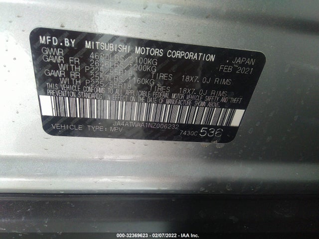 2022 Mitsubishi Eclipse, VIN: JA4ATWAA1NZ006232