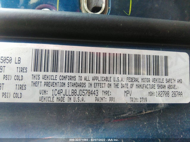 1C4PJLLB8JD573443 Jeep Cherokee Latitude Plus