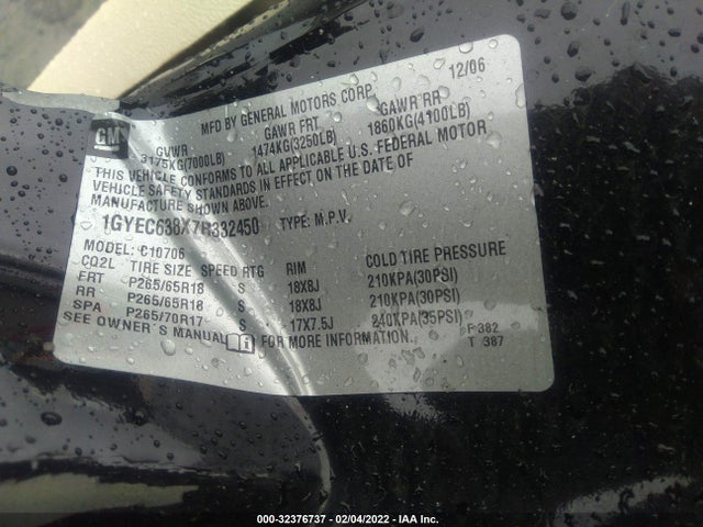 Cadillac Escalade 2007 1GYEC638X7R332450 Image 10