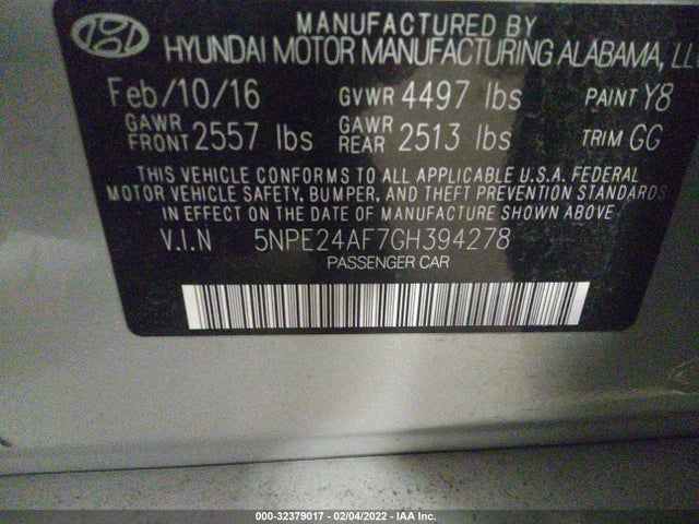 Hyundai Sonata 2016 5NPE24AF7GH394278 Image 9