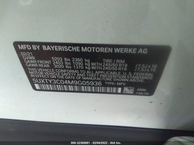 BMW X3 Sdrive30i 2021 аукцион фото