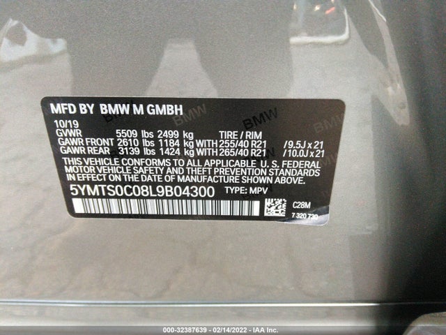 2020 BMW X3, VIN: 5YMTS0C08L9B04300
