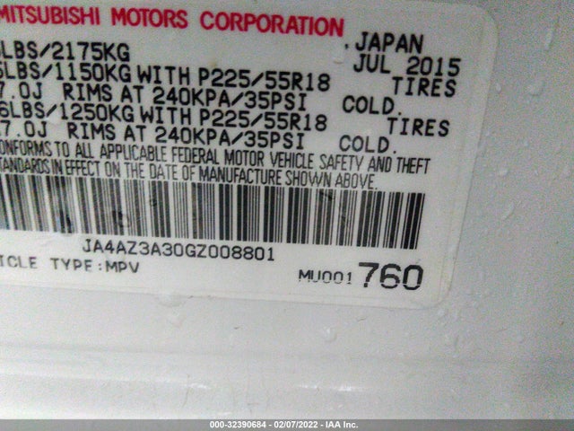 JA4AZ3A30GZ008801 Mitsubishi Outlander Se/sel/es
