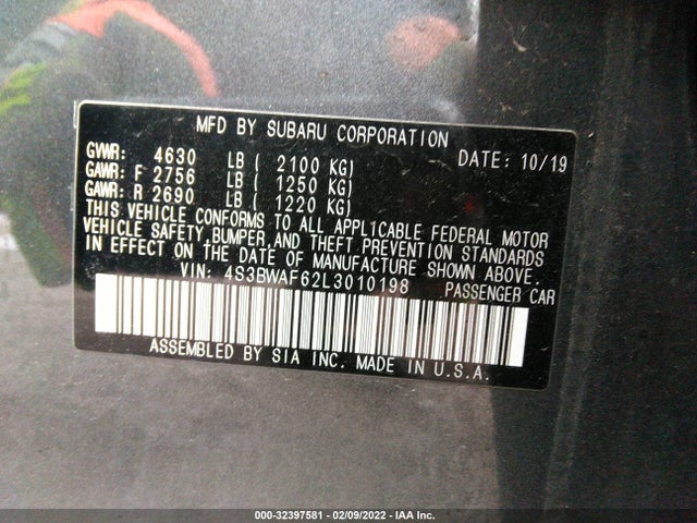 2020 Subaru Legacy, VIN: 4S3BWAF62L3010198