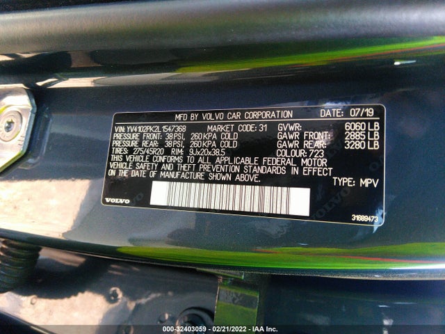 2020 Volvo XC90, VIN: YV4102PK2L1547368