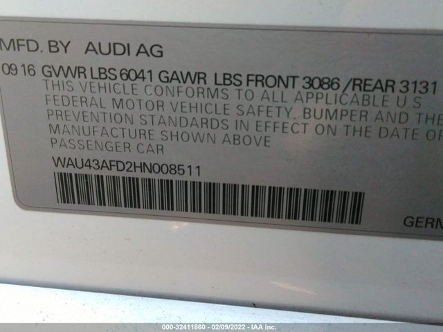 2017 Audi A8, VIN: WAU43AFD2HN008511