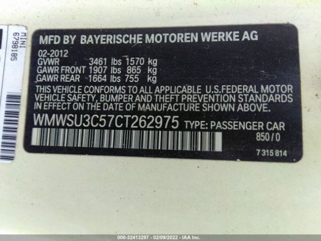 WMWSU3C57CT262975 Mini COOPER HARDTOP