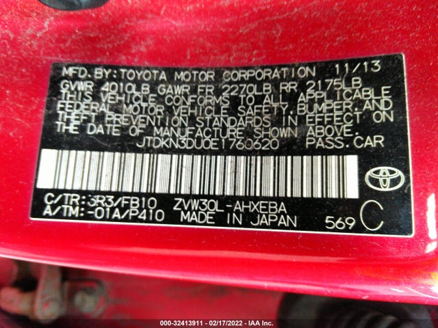 Toyota Prius Four/five/three/one/two 2014 JTDKN3DU0E1760620 Image 9