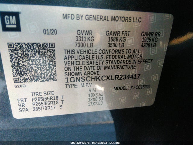 Chevrolet Suburban Lt 2020 1GNSCHKCXLR234417 Image 9
