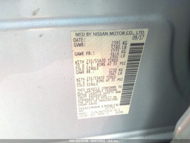 5N1AZ2MH6HN190676 Nissan Murano