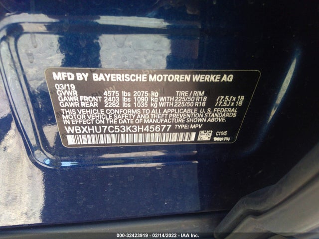 2019 BMW X1, VIN: WBXHU7C53K3H45677