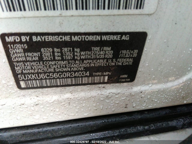 2016 BMW X6, VIN: 5UXKU6C56G0R34034