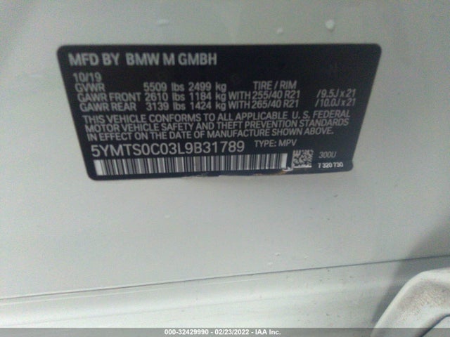 2020 BMW X3, VIN: 5YMTS0C03L9B31789