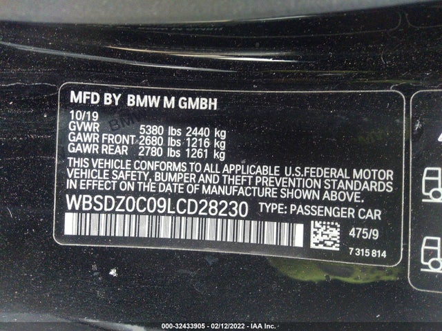2020 BMW 8 Series, VIN: WBSDZ0C09LCD28230