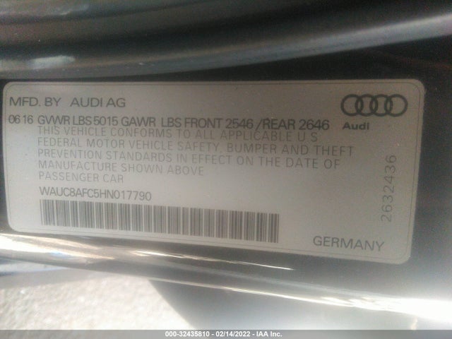 WAUC8AFC5HN017790 Audi A6 PREMIUM