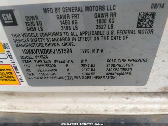 2015 GMC Acadia, VIN: 1GKKVTKD6FJ157504