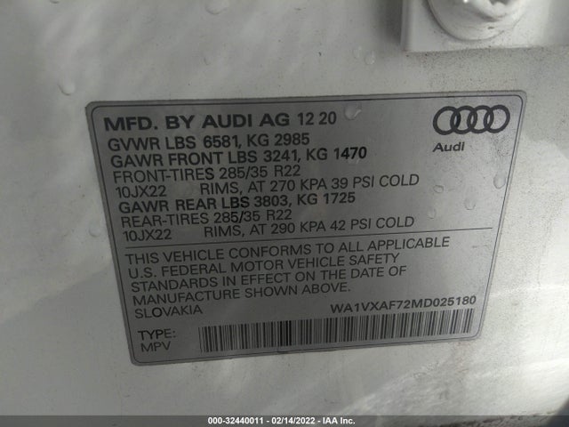 2021 Audi Q7, VIN: WA1VXAF72MD025180