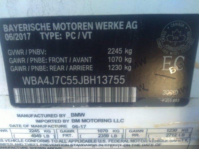 WBA4J7C55JBH13755 BMW 4 Series 440i Xdrive