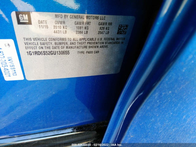 2016 Chevrolet Volt, VIN: 1G1RD6S52GU130655
