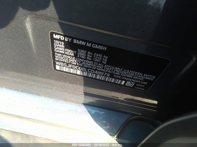 2020 BMW M5, VIN: WBSJF0C08LCD48979