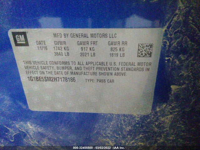 Chevrolet Cruze Lt Auto 2017 1G1BE5SM2H7178186 Image 9