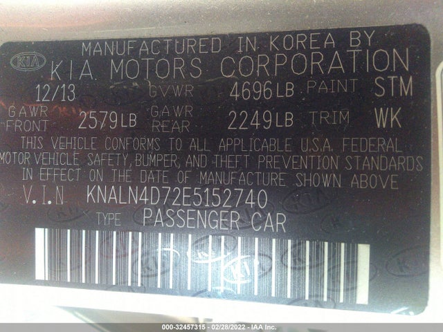 2014 Kia Cadenza, VIN: KNALN4D72E5152740
