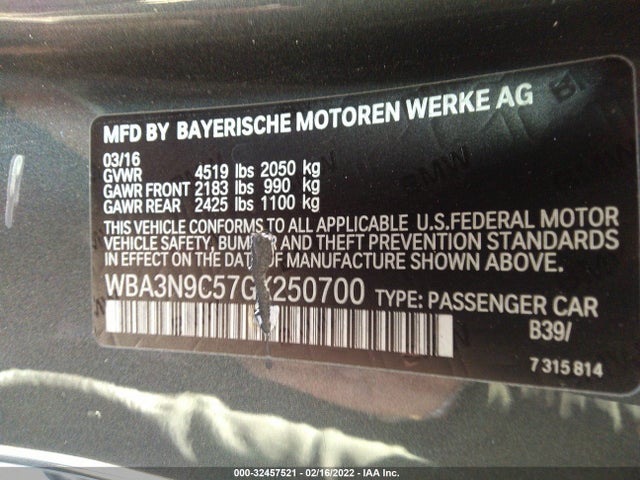 2016 BMW 4 Series, VIN: WBA3N9C57GK250700