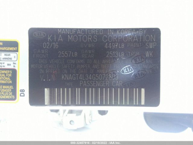 KNAGT4L34G5072803 KIA Optima Lx