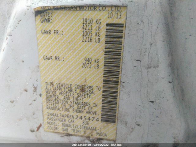 1N4AL3AP6EN245474 Nissan Altima 2.5 Sv