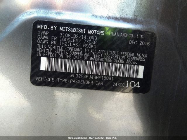 2017 MITSUBISHI MIRAGE G4 ML32F3FJ4HHF18091 Photo 8