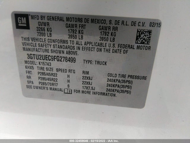 GMC Sierra 1500 Sle 2015 3GTU2UEC9FG278499 Image 9