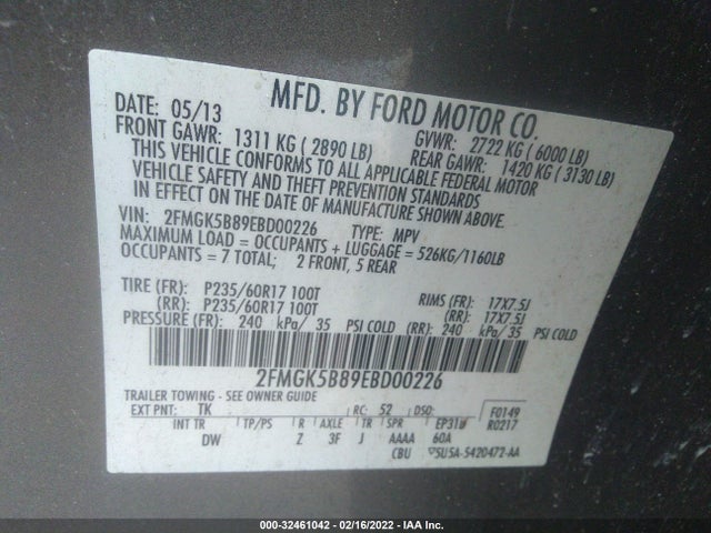 2014 Ford Flex, VIN: 2FMGK5B89EBD00226