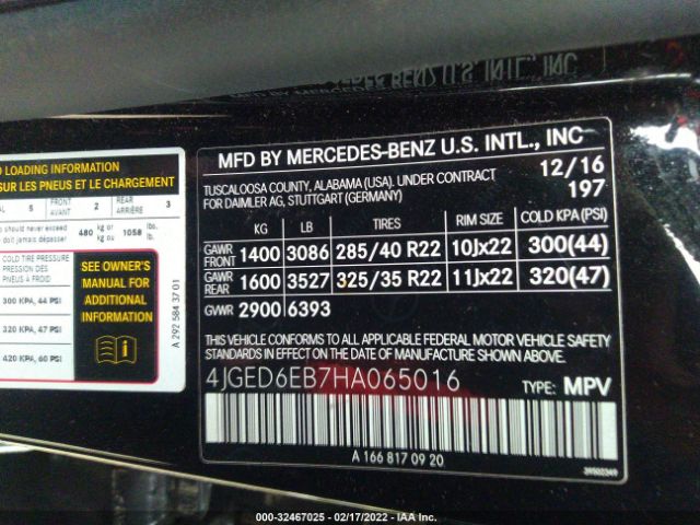 4JGED6EB7HA065016 Mercedes-Benz Gle Amg Gle 43