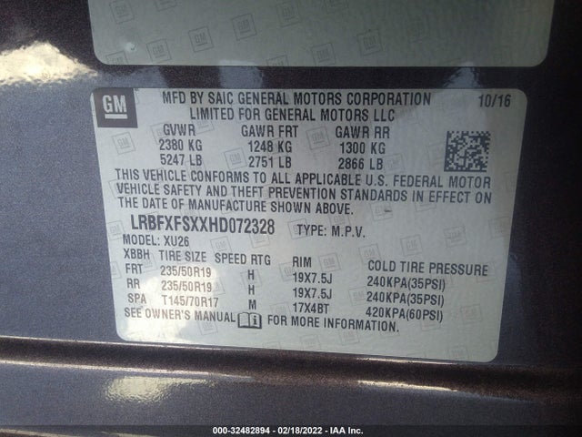 2017 Buick Envision, VIN: LRBFXFSXXHD072328