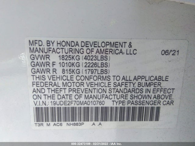 2021 Acura ILX, VIN: 19UDE2F70MA010760