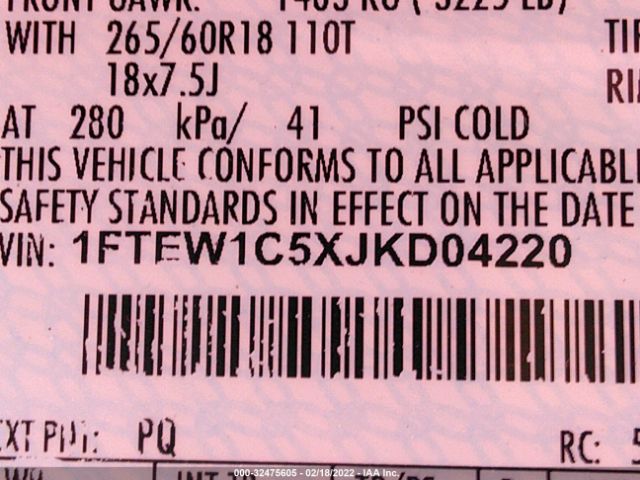 1FTEW1C5XJKD04220 Ford F-150 Xlt
