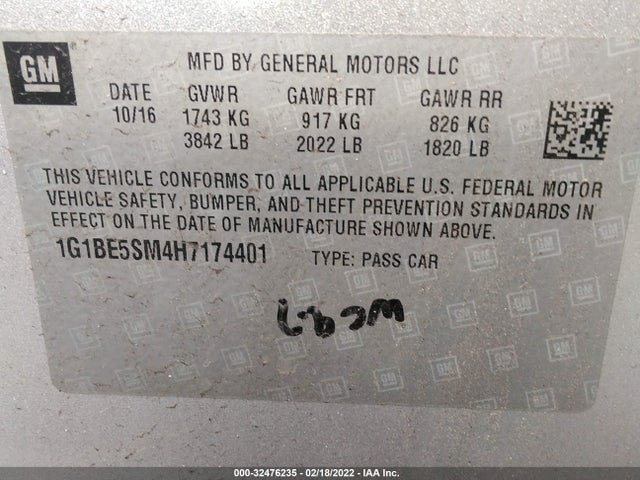 Chevrolet Cruze Lt Auto 2017 1G1BE5SM4H7174401 Image 9