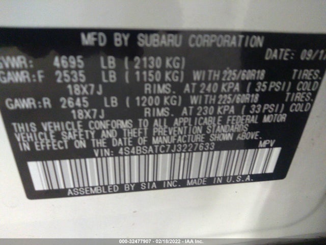 4S4BSATC7J3227633 Subaru Outback Touring