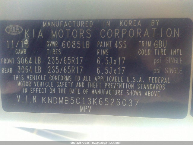 2019 Kia Sedona, VIN: KNDMB5C13K6526037