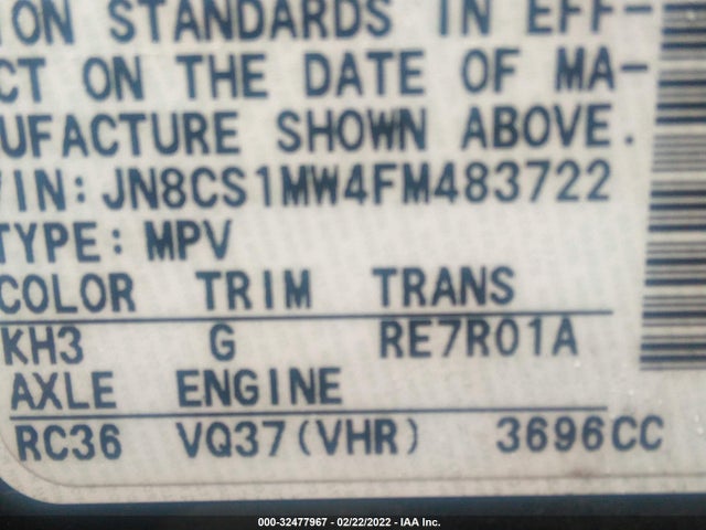 2015 Infiniti QX70, VIN: JN8CS1MW4FM483722