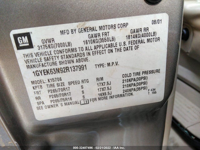Cadillac Escalade 2002 1GYEK63N92R137991 Image 9