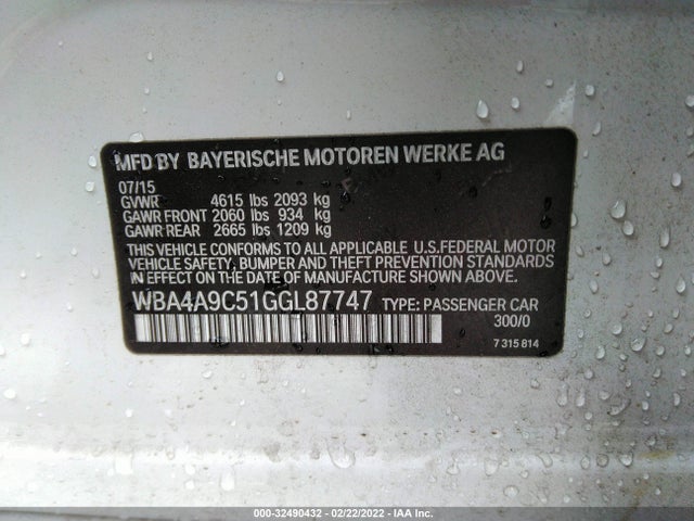 2016 BMW 4 Series, VIN: WBA4A9C51GGL87747