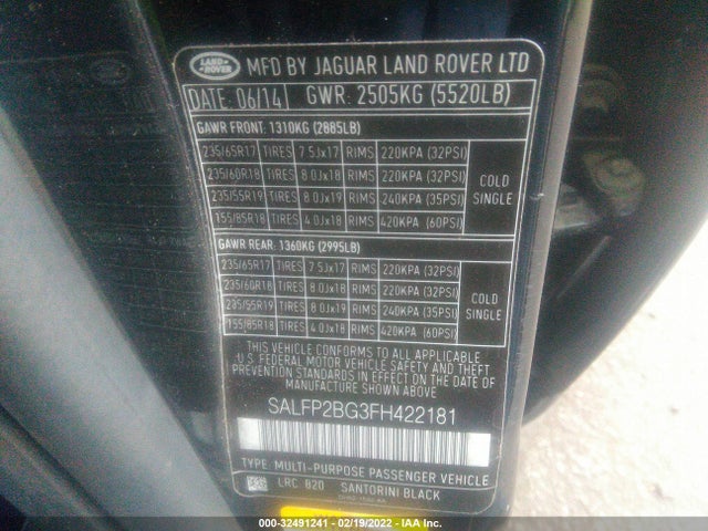 2015 Land Rover LR2, VIN: SALFP2BG3FH422181