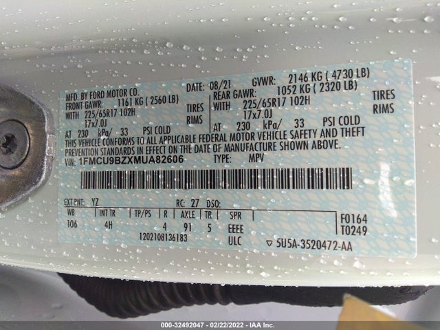 2021 Ford Escape, VIN: 1FMCU9BZXMUA82606