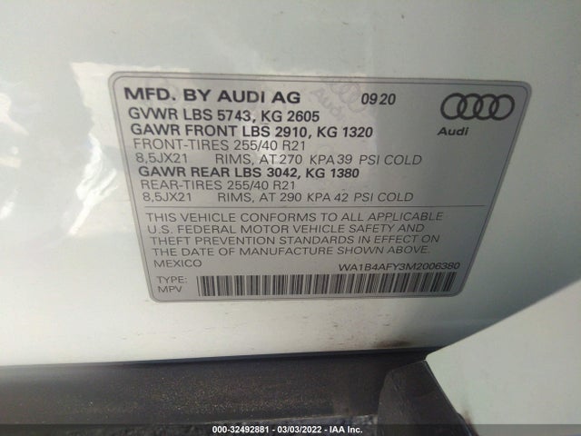 2021 Audi SQ5, VIN: WA1B4AFY3M2006380