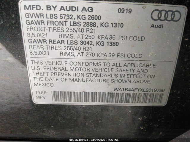 2020 Audi SQ5, VIN: WA1B4AFYXL2019786