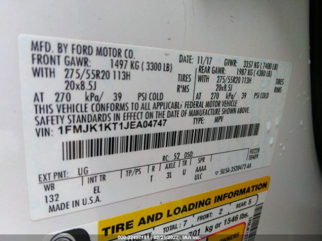 1FMJK1KT1JEA04747 Ford Expedition Max Limited