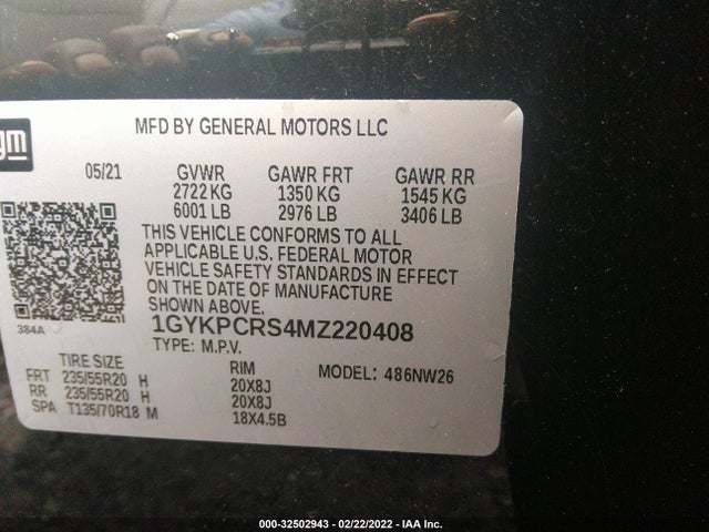 2021 Cadillac XT6, VIN: 1GYKPCRS4MZ220408