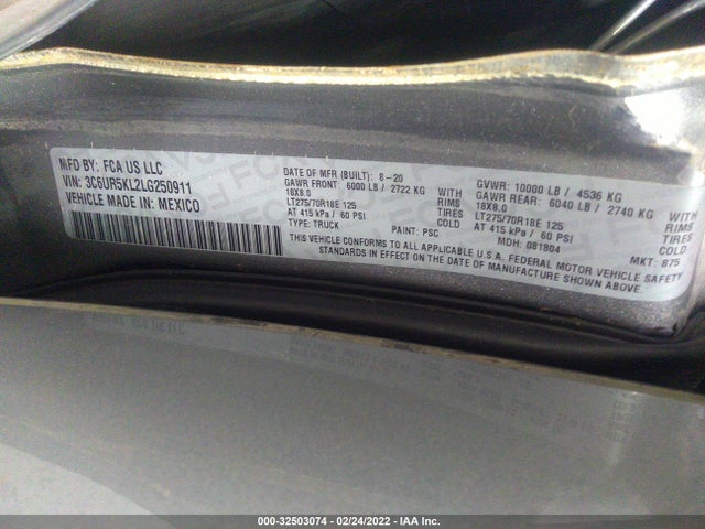 2020 Ram 2500, VIN: 3C6UR5KL2LG250911